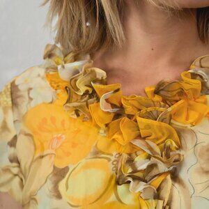 🌼 Bloomin' Baby  |  Vintage 1960s Yellow Floral Ruffle Mini Dress by Samuel